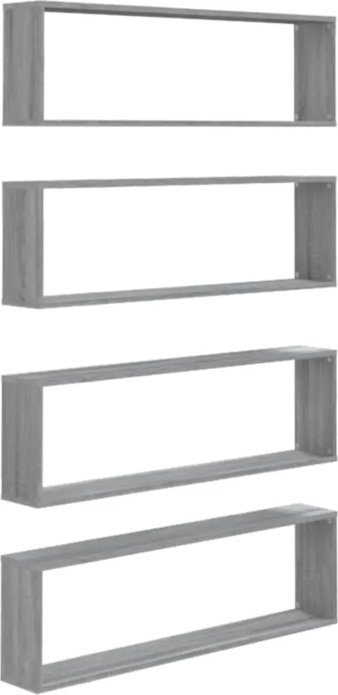 vidaXL 4 db szürke sonoma színű szerelt fa fali kockapolc 100x15x30 cm