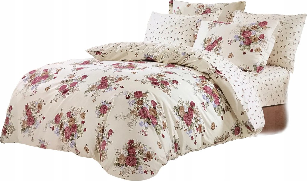 Ágyneműhuzat 160X200 Szatén Pamut 2 Párnahuzat 70X80 Virágos Ágyneműhuzat Garnitúra