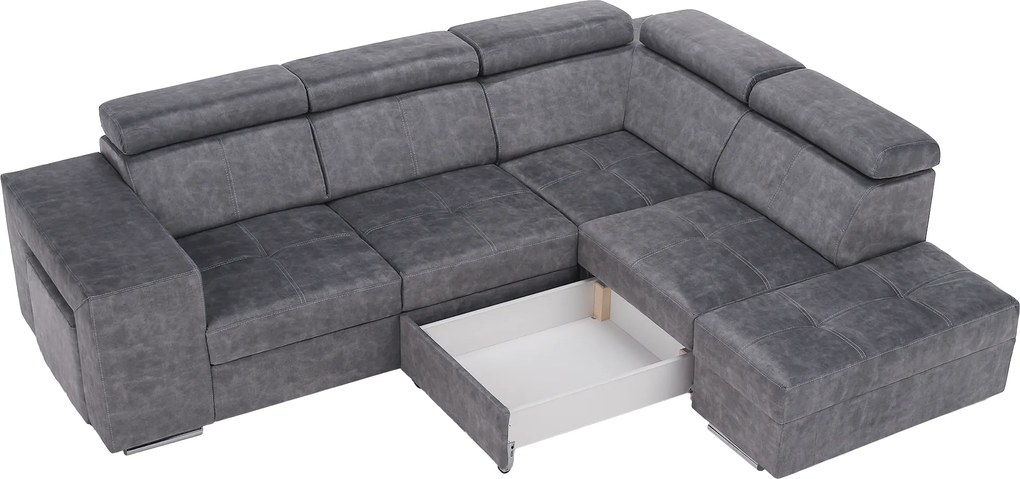 Ülőgarnitúra, szürke, jobbos, MALAGA