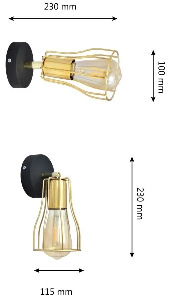 Fali spotlámpa TUBE 1xGU10/15W/230V arany/fekete