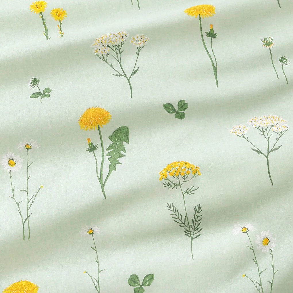 Goldea pamut függöny - mező, zöld melanzs alapon 220x150 cm