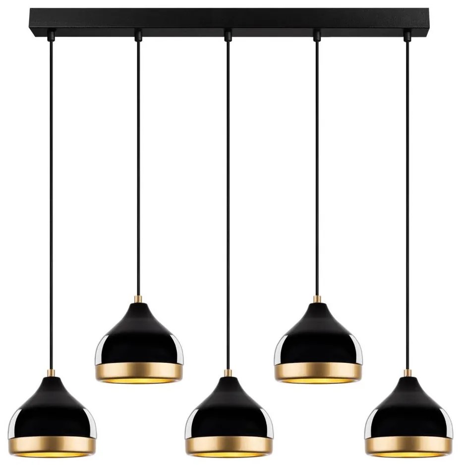 YILDO zsinóros csillár 5xE27/40W/230V, fekete/arany