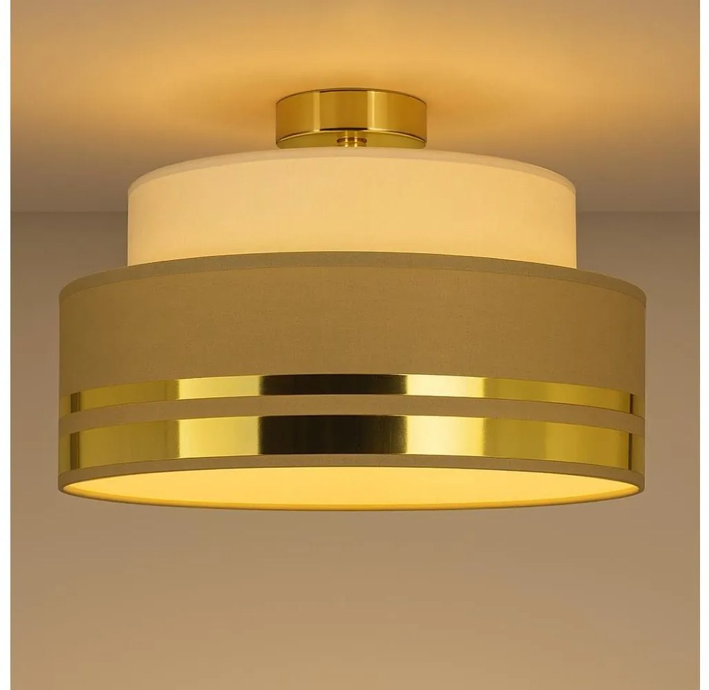 HEXE Mennyezeti lámpa TAMI 1xE27/60W/230V átm. 40 cm bézs/barna/arany H0834