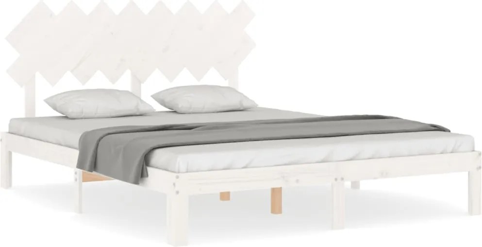 vidaXL fehér tömör fenyőfa ágy matrac nélkül 160 x 200 cm