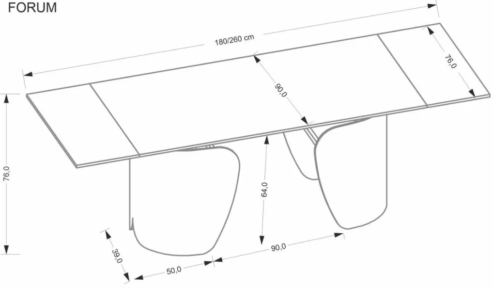 Forum bővíthető étkezőasztal 180-260cm