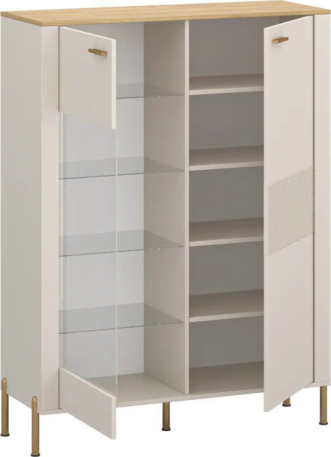 Alacsony vitrin, kasmír/kő tölgy, RUNOL 1D1W