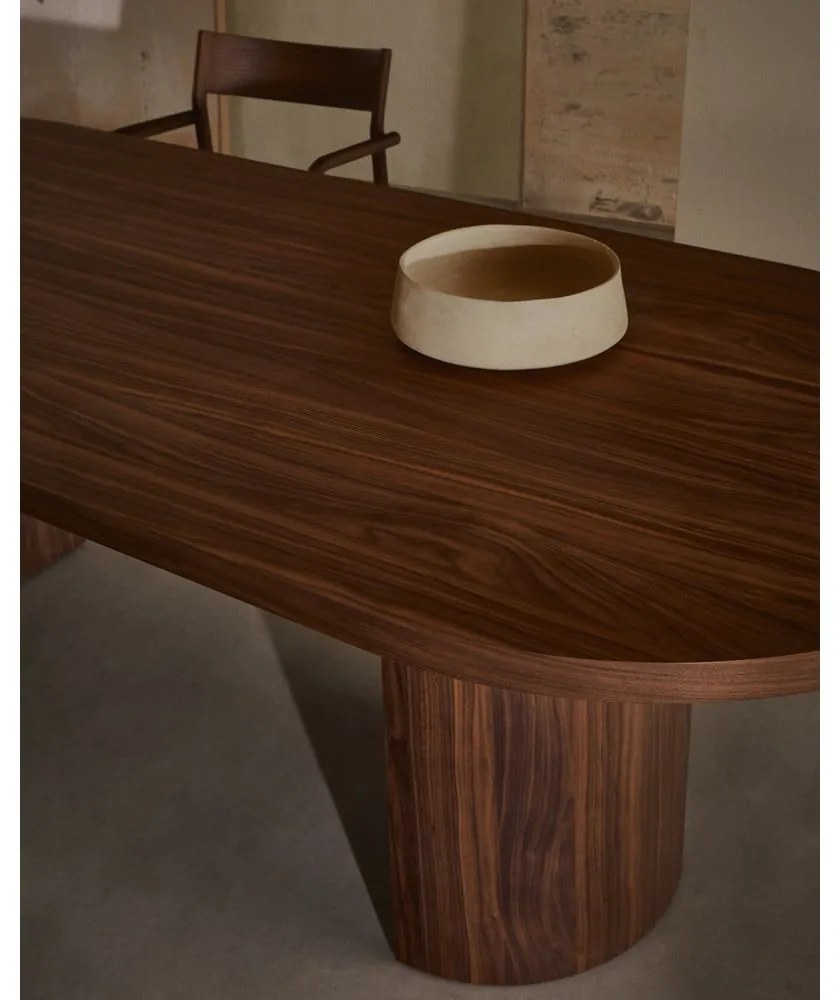 Kerek étkezőasztal diófa dekoros asztallappal 100x240 cm Nealy – Kave Home