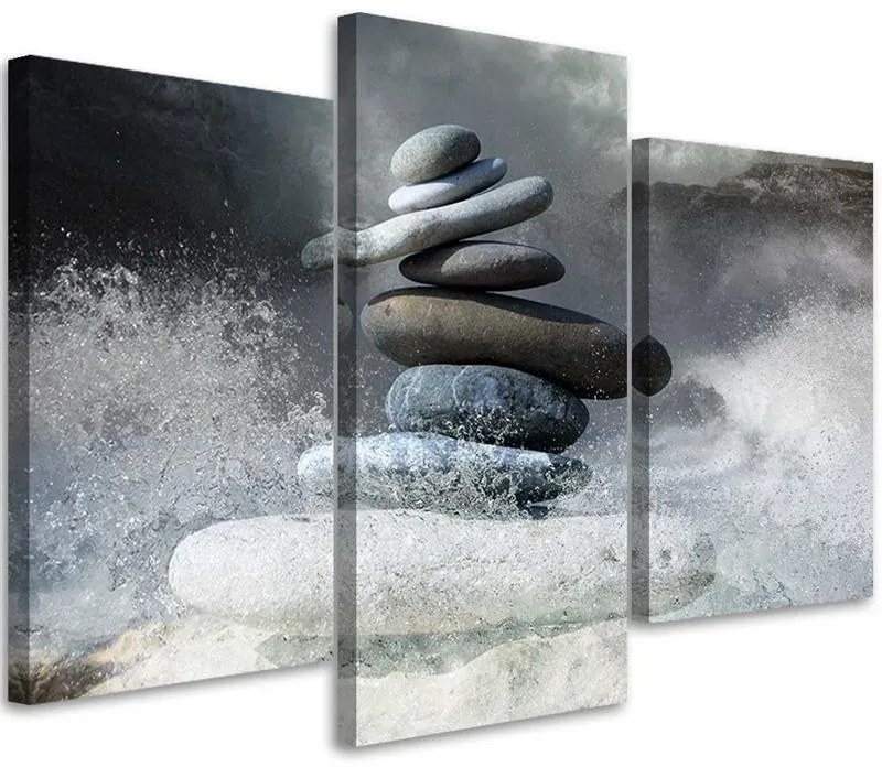 Gario Vászonkép Zen kövek a vízben - 3 részes Méret: 120 x 80 cm