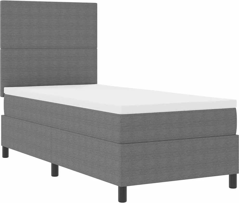 vidaXL Boxrugós ágy fejtámlával Világosszürke és fehér 80 x 200 cm