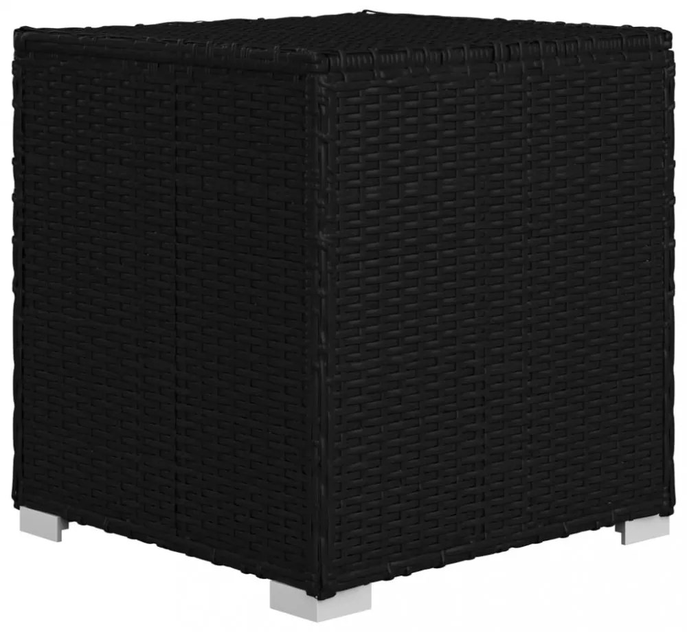 3 részes fekete polyrattan kerti napozóágy szett asztallal