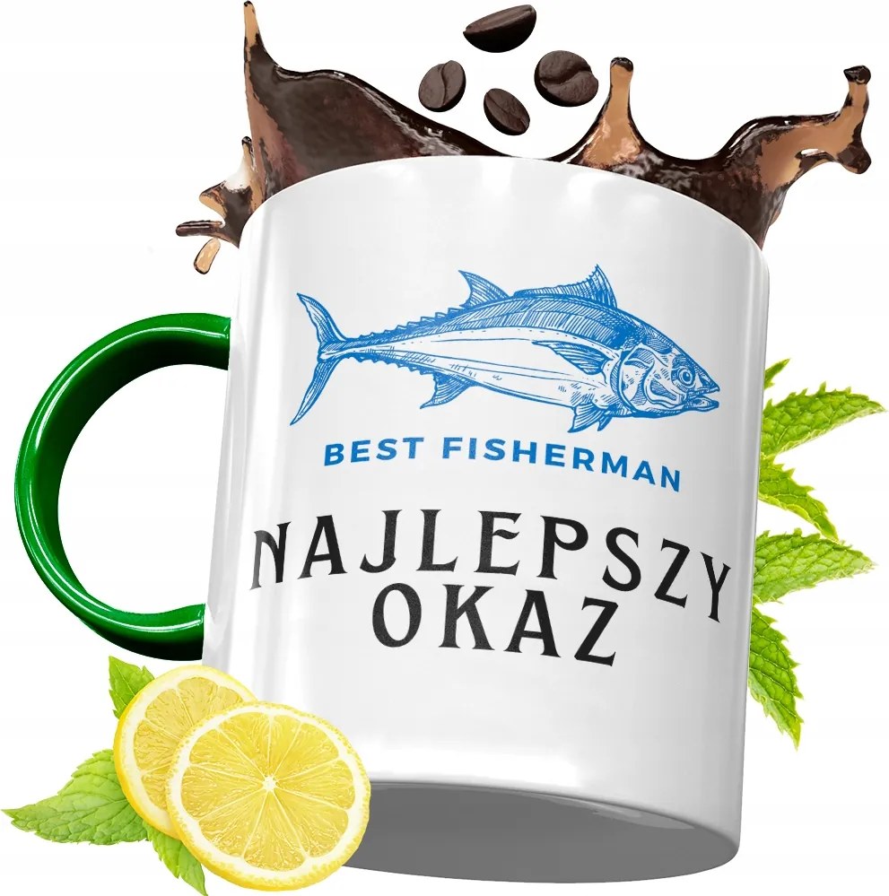 Zöld Bögre Horgászoknak Ajándékba, fényképes nyomattal