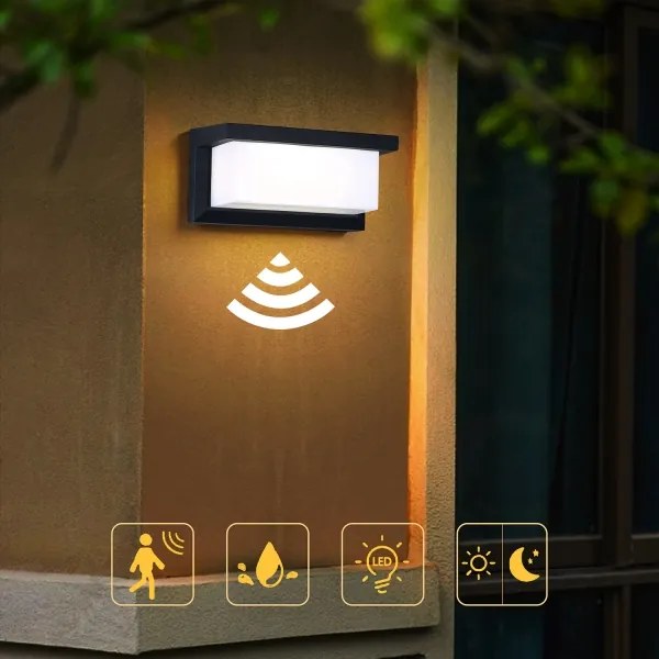 Brilagi-LED Kültéri fali lámpa érzékelővel BRICKY LED/12W/230V fekete IP54