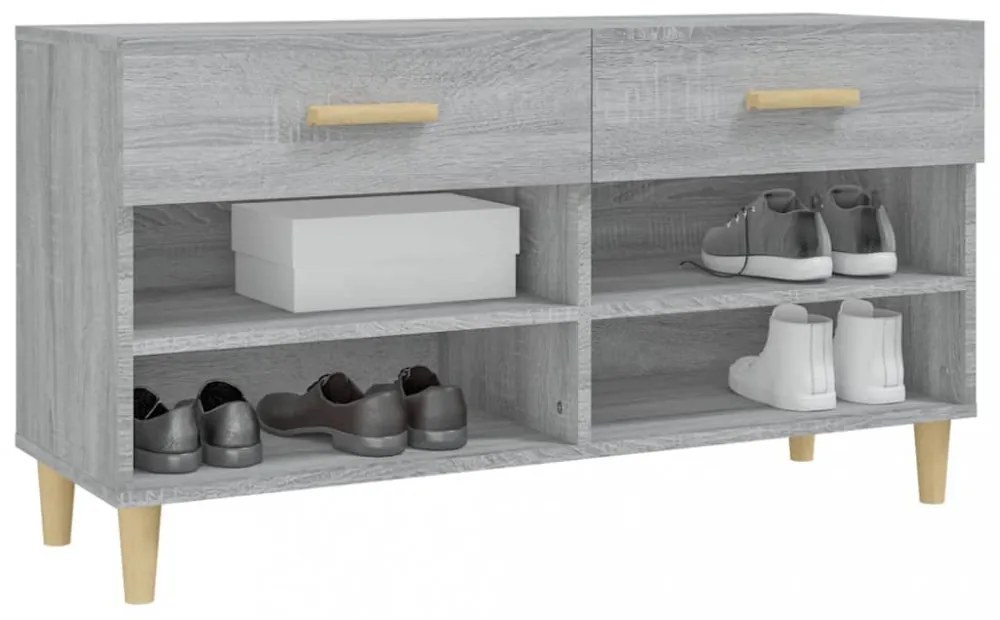 szürke sonoma színű szerelt fa cipőszekrény 102 x 35 x 55 cm