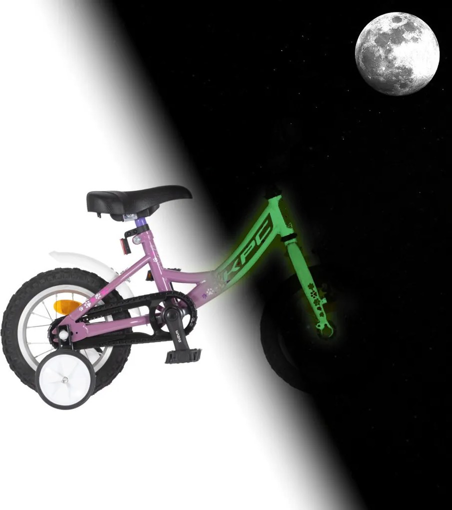 KPC FluoBike Rabbit nyuszis VILÁGÍTÓS 12 lila fluoreszkáló gyermek kerékpár