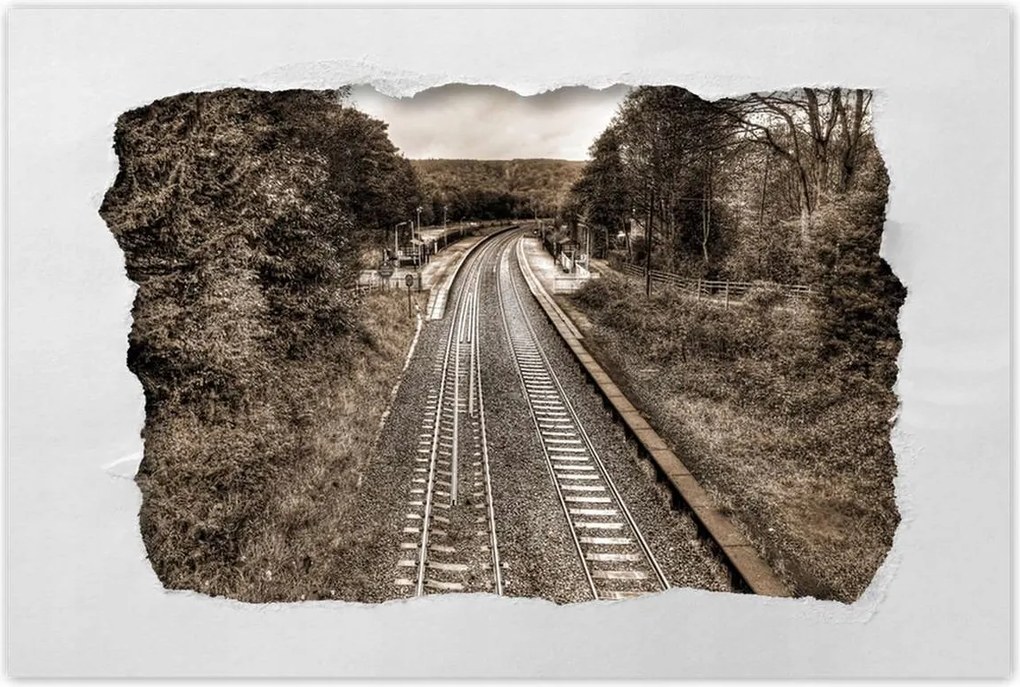 Poszterek 120x80 Sínek szépia fotó