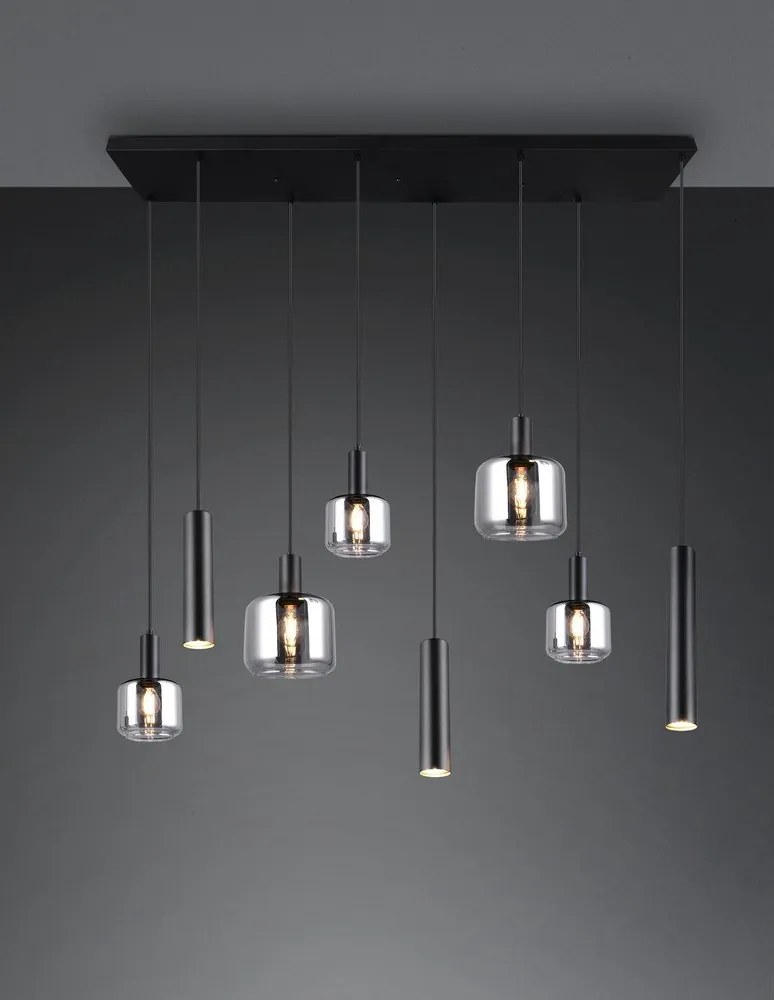 Fekete függőlámpa fém-üveg búrával Mataro – Trio