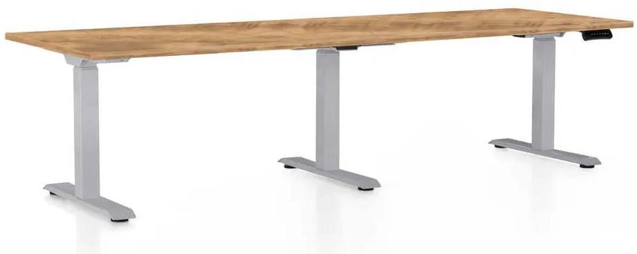 OfficeTech Long állítható magasságú asztal, 240 x 80 cm, szürke alap, arany tölgy