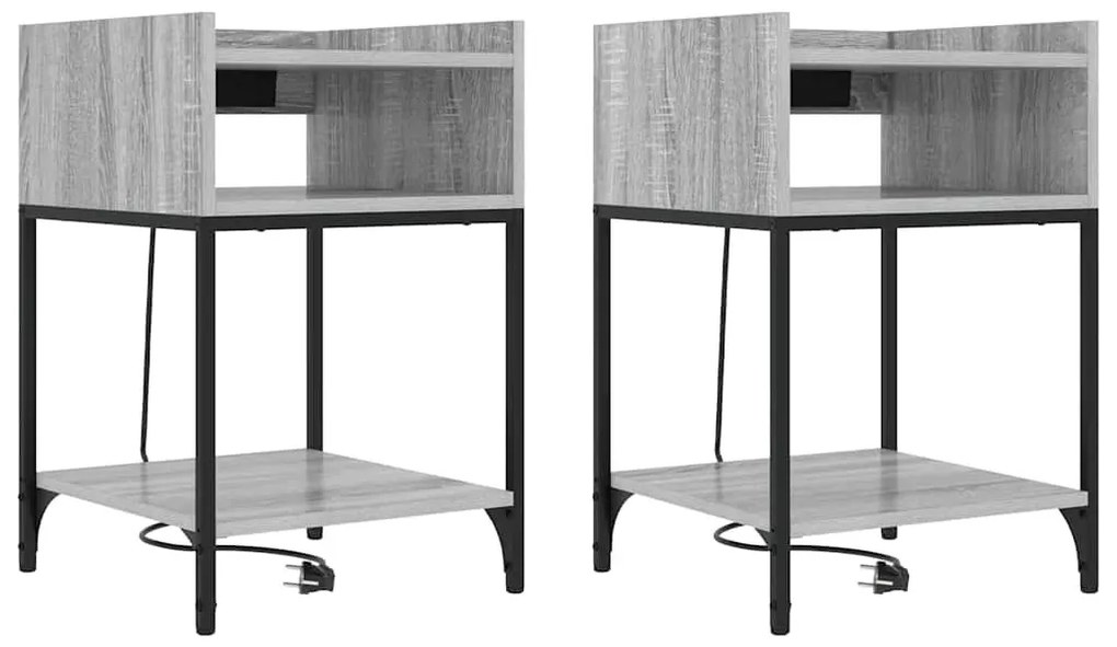 Éjjeli Szekrények 2 pcs Szürke sonoma 40 x 40 x 61 cm Faanyag