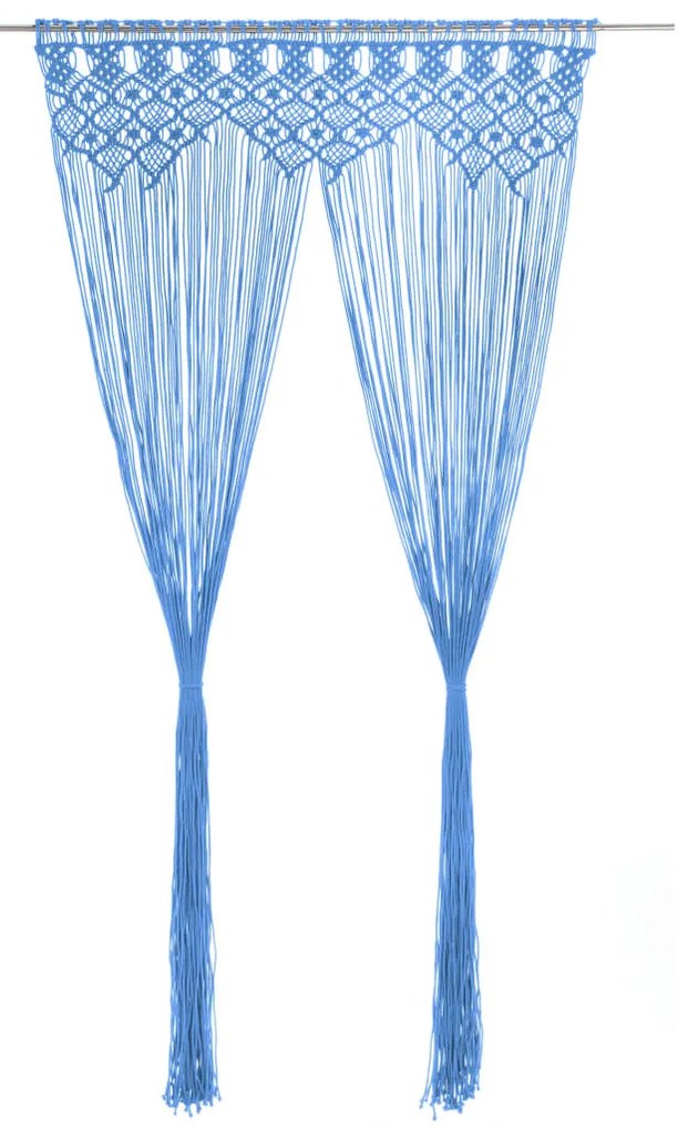 kék makramé pamutfüggöny 140 x 240 cm
