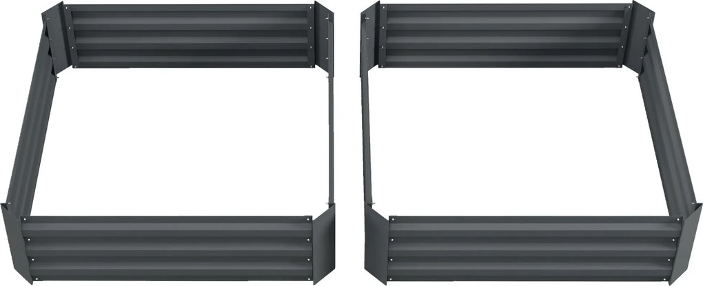 Outsunny 2 darabos Acél Magasításos Ágyás, Hidegkeret Kertágy, Ültetődoboz Összeszerelhető, Ültetőcserép 100x100x30cm Kert, Erkély, Terasz | Aosom