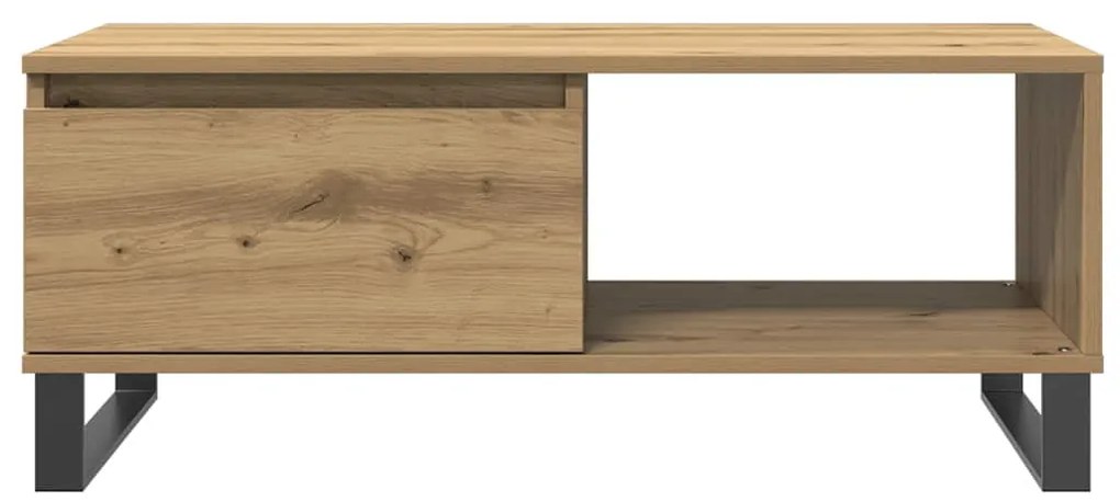 kézműves tölgy színű szerelt fa dohányzóasztal 90x50x36,5 cm