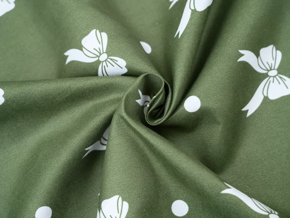 Mikroszálas flanel ágyneműhuzat WHITE BOW zöld Ágyneműhuzat mérete: 70 x 90 cm | 140 x 200 cm