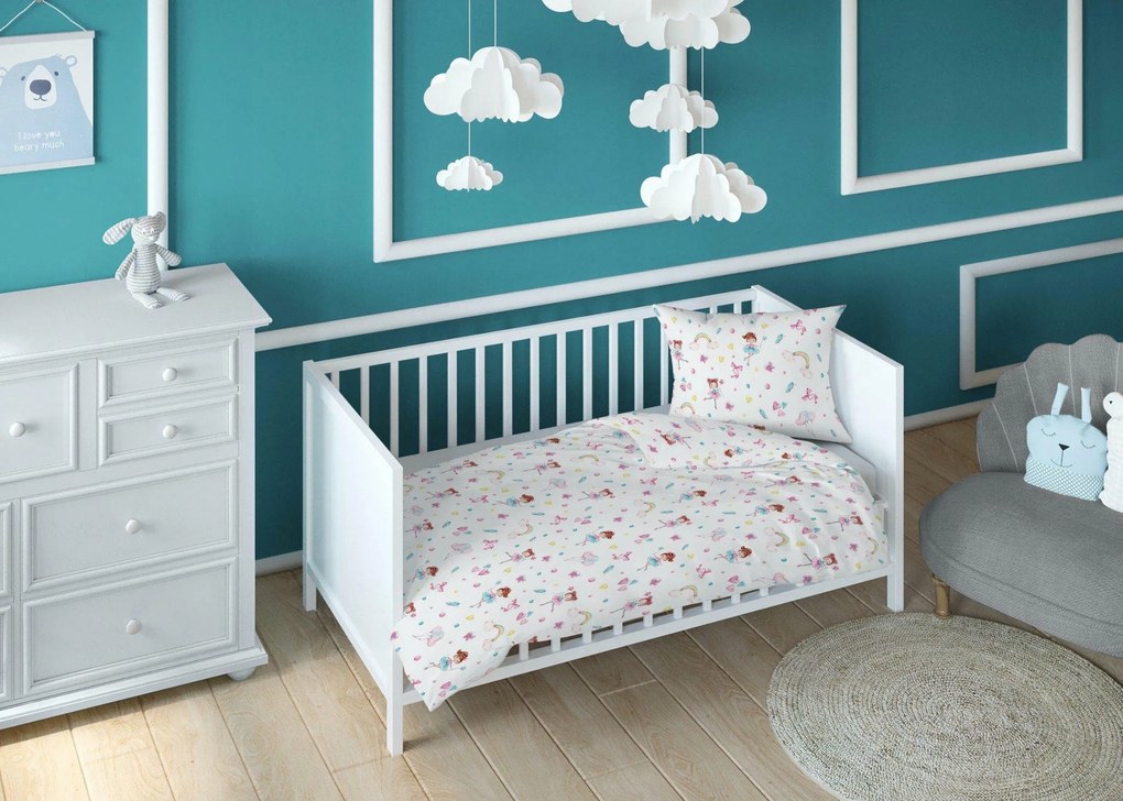 Pamut párnahuzat 40x40 balerina fehér színes gyerek cipzáras Karo