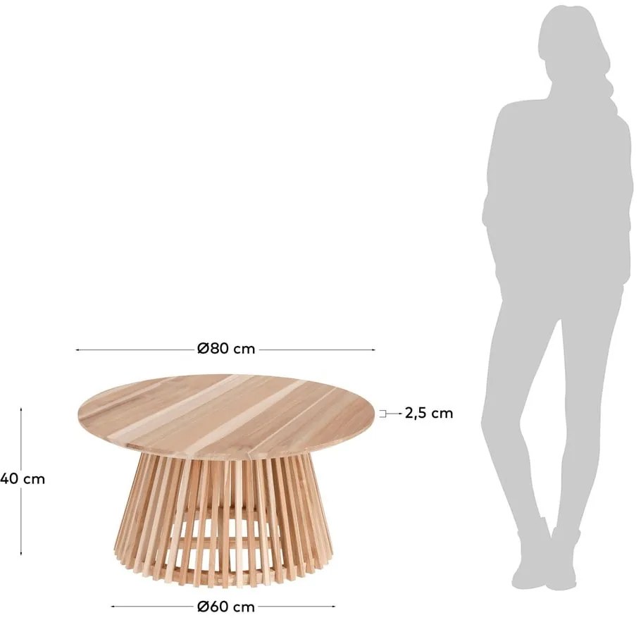 Irune teakfa dohányzóasztal, ⌀ 80 cm - Kave Home