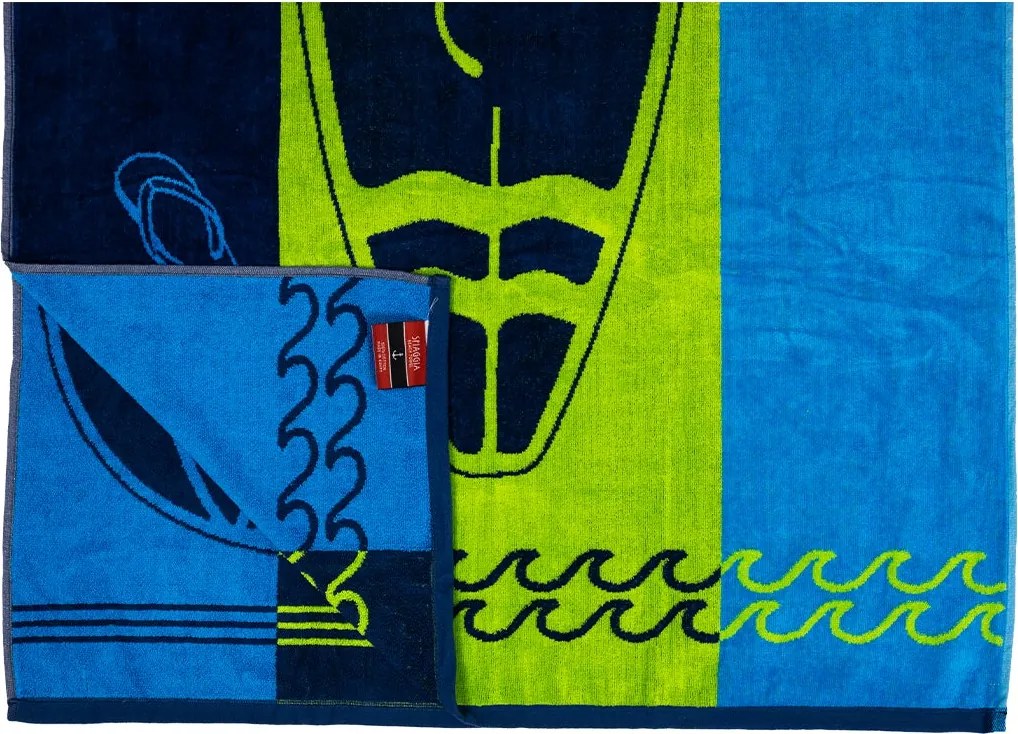 BALATON Strandtörölköző kék-zöld 160x86cm