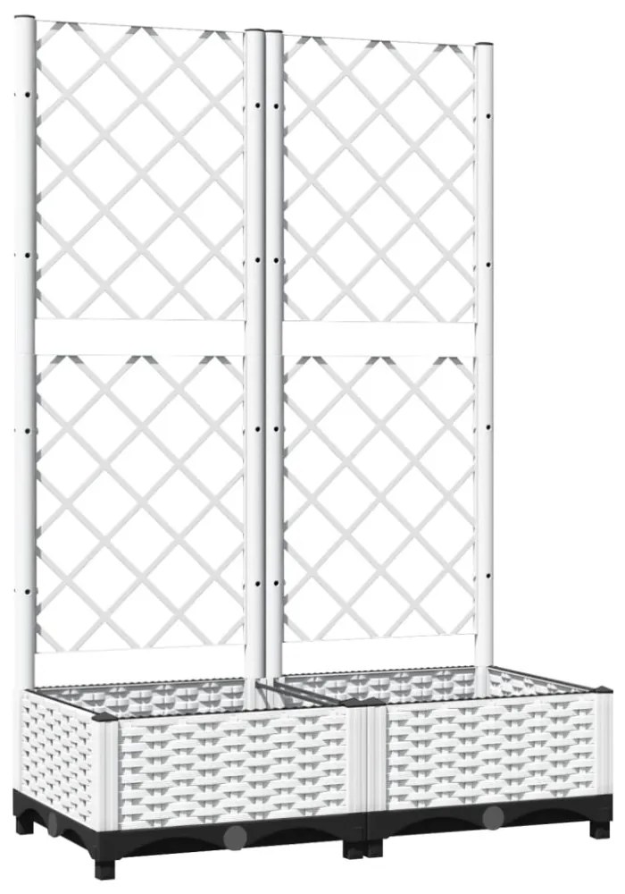 fehér polipropilén rácsos kerti ültetőláda 80 x 40 x 121,5 cm