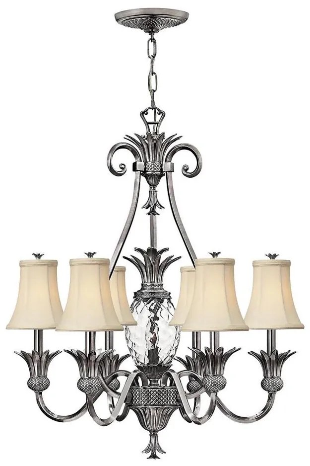 Hinkley HK-PLANT7-PL - Csillár láncon PLANTATION 7xE14/40W/230V ezüst