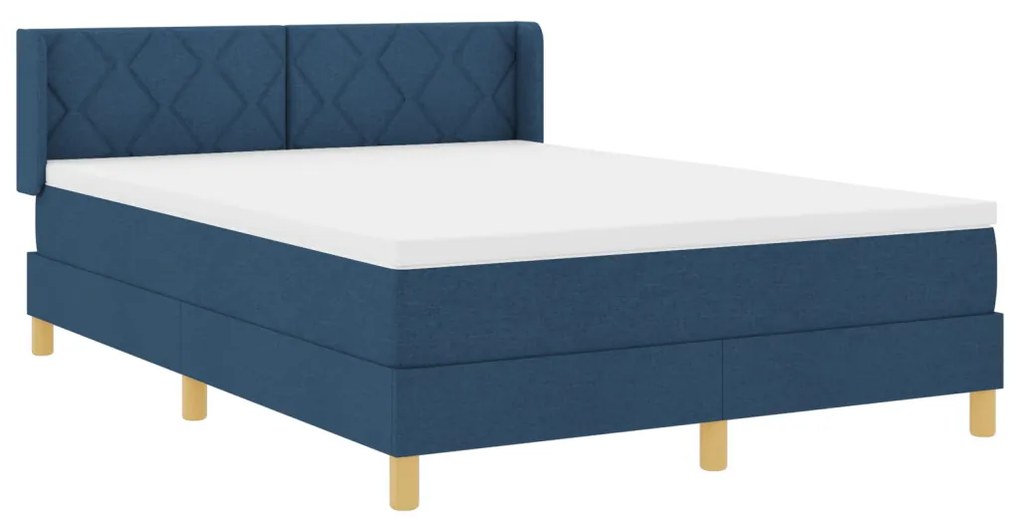 Kék Box Spring Ágy Matrac - 160 x 200 cm - Szövet