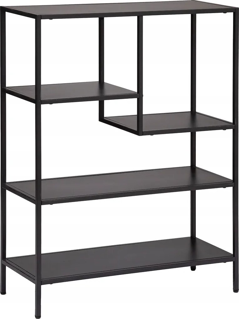 Fekete Könyvespolc Gota 5 szintes aszimmetrikus Loft 180cm modern stílusos