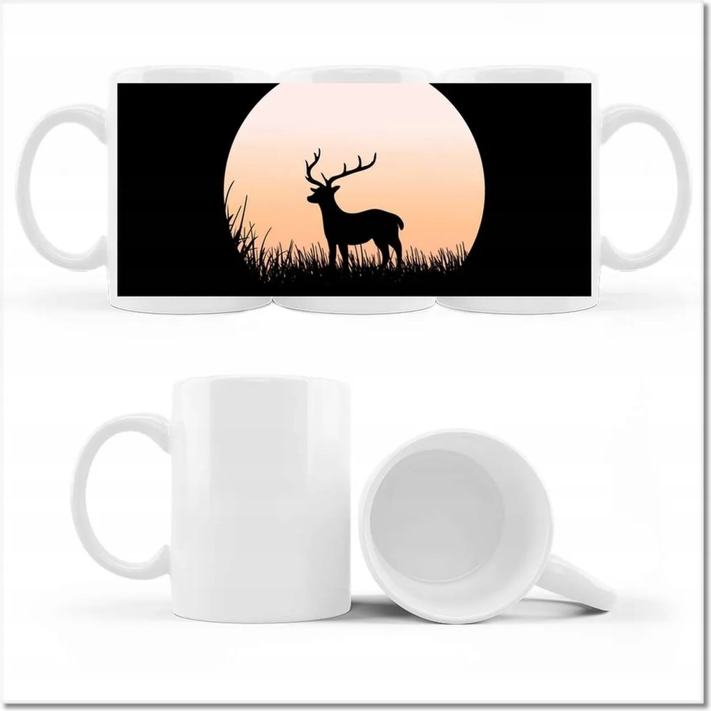 Fényképes bögre Szarvas sziluett éjszaka
