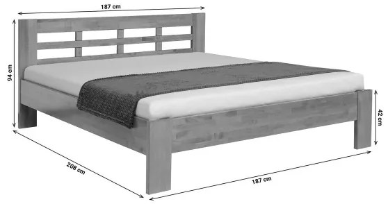 Franciaágy tömör fából ANGELA 180x200 cm bükk