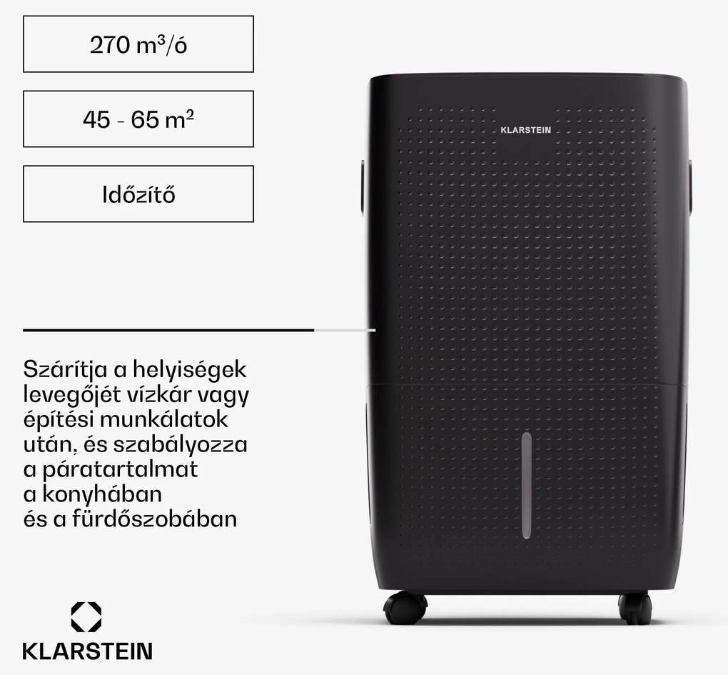 Klarstein DryFy Pro Connect 60 Smart, Párátlanító, WiFi, Kompresszor, 60l/24 h, 45-65 m²