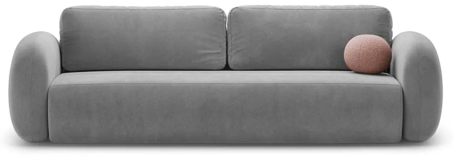 Sötétszürke bársony kinyitható-tárolóhelyes kanapé 262 cm Tonale – Cosmopolitan Design