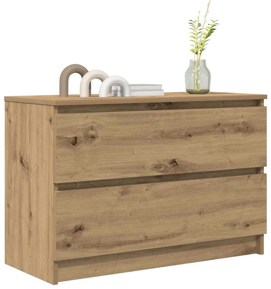 kézműves tölgy színű szerelt fa TV-szekrény 80x35x54 cm