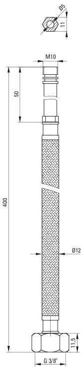 Deante Csatlakozó tömlő, fedélzetre szerelt csapokhoz - 40 cm