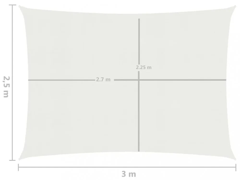 fehér HDPE napvitorla 160 g/m² 2,5 x 3 m