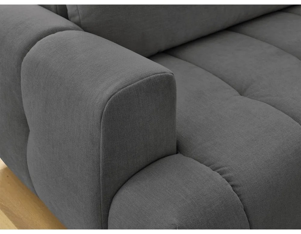 Sötétszürke kinyitható-tárolóhelyes sarokkanapé (jobb oldali-L alakú) Fuji – Bobochic Paris