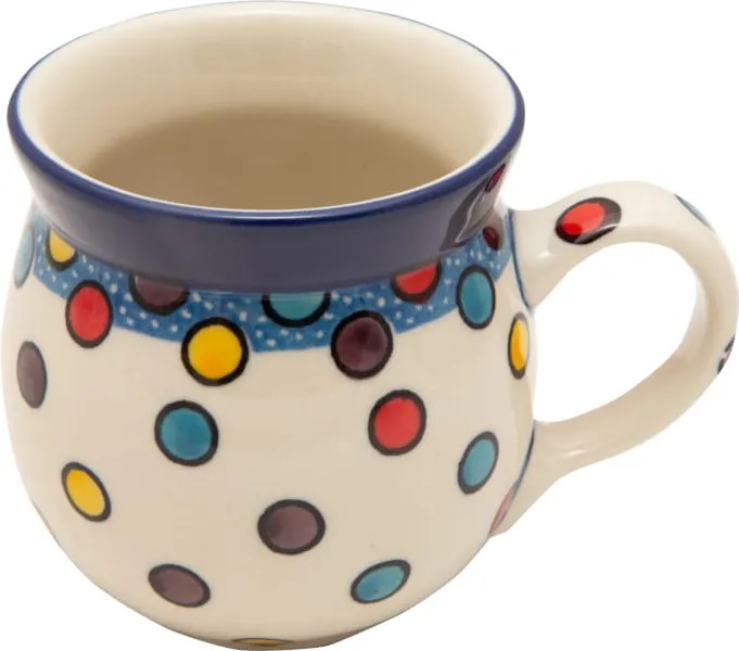 Cseh bögre 220 ml Művészi kerámia Bolesławiec egyedi U5028 Pöttyös