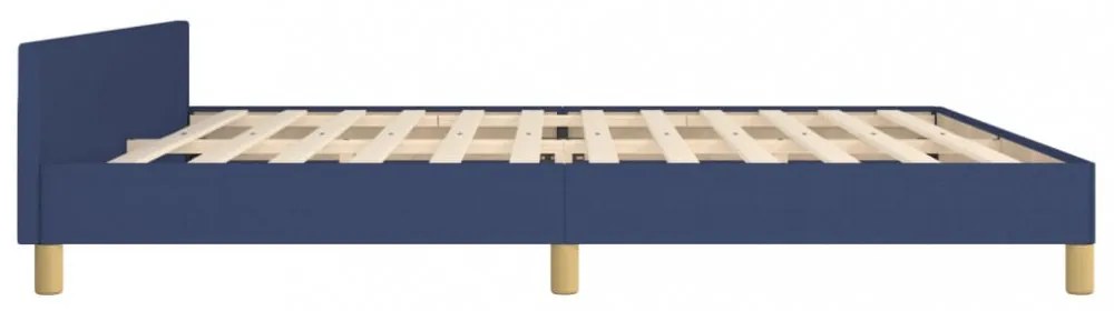 kék szövet ágykeret fejtámlával matrac nélkül 200x200 cm
