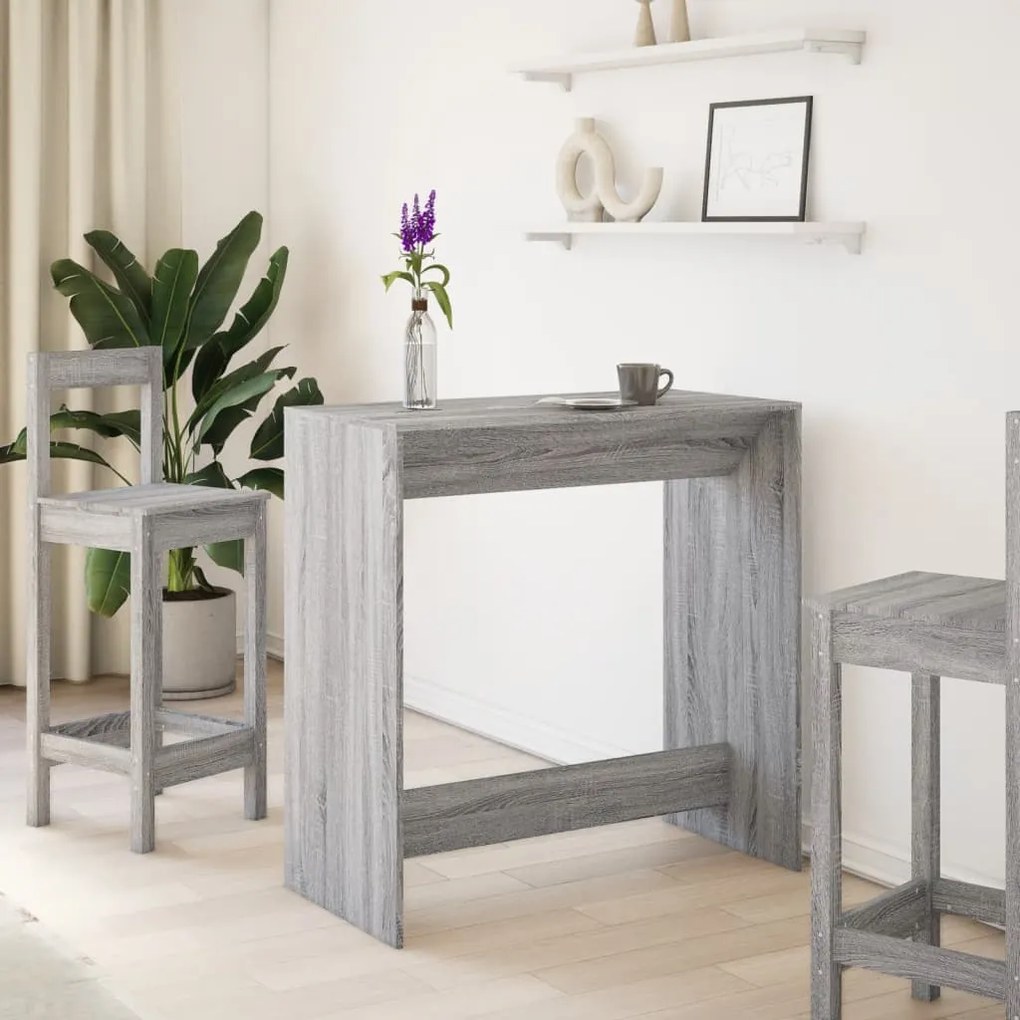 szürke sonoma színű szerelt fa bárasztal 102 x 50 x 103,5 cm