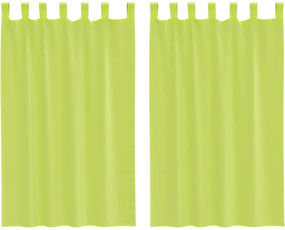 vidaXL 2 db almazöld fátyolfüggönyök fülecske tetejével 140x260 cm