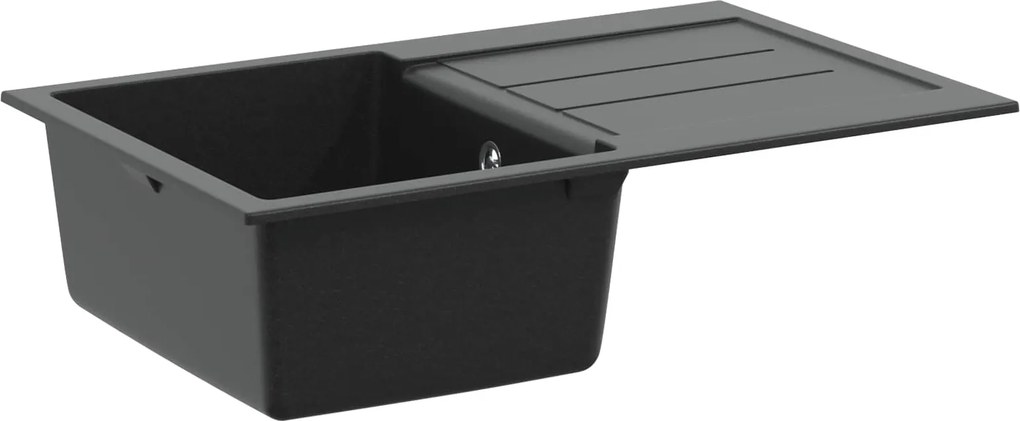 vidaXL Mosogató Fekete 780 x 500 mm 80% Kvarc és 20% Gyanta