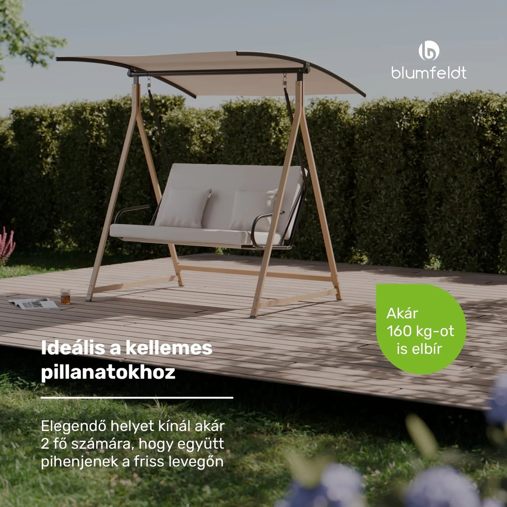 Blumfeldt ZenGrove, hollywoodi hinta, 2 üléses, egyénileg állítható, porszórt acél, időjárásálló