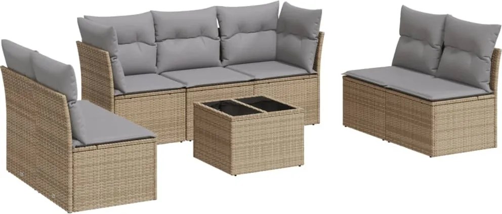 vidaXL 8 részes bézs polyrattan kerti ülőgarnitúra párnával