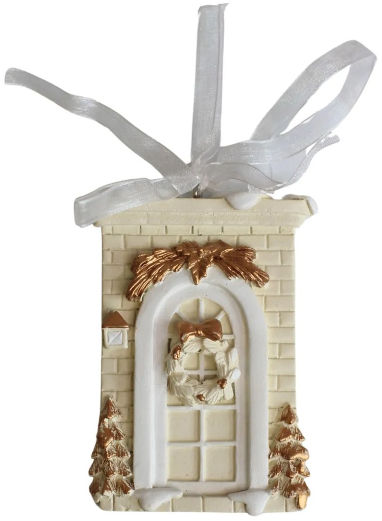 Krém arany karácsonyi dísz 8cm