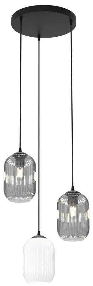 Csillár zsinóron VERDI 3xE27/15W/230V átm. 30 cm fekete/szürke/fehér